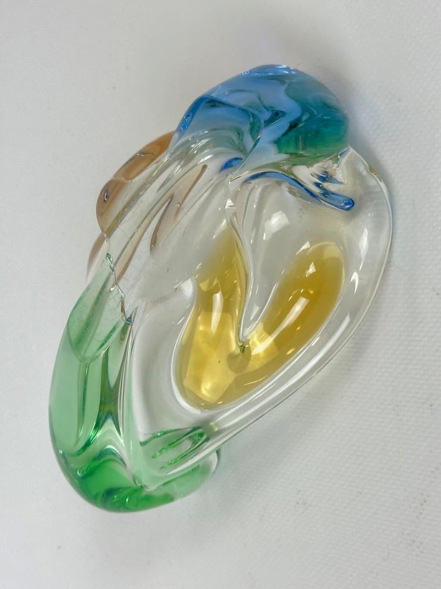 Ashtray Rhapsody, multicolored glass, by F. Zemek, Czech Republic, 1960s. - 152840