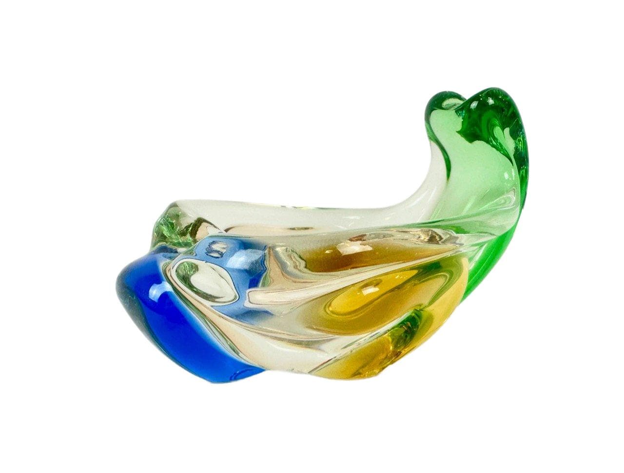 Ashtray Rhapsody, multicolored glass, by F. Zemek, Czech Republic, 1960s.