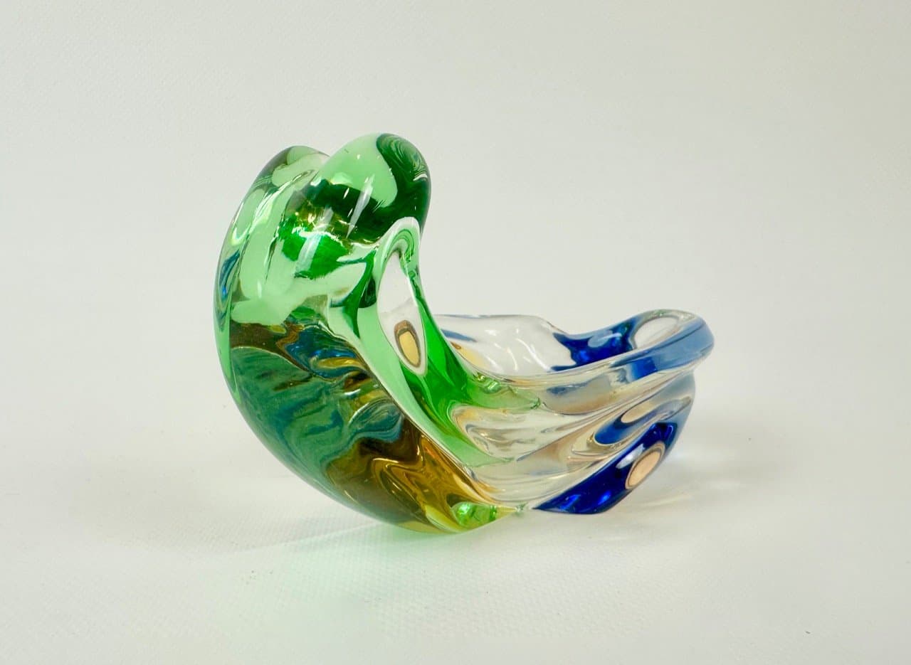 Ashtray Rhapsody, multicolored glass, by F. Zemek, Czech Republic, 1960s. - 152835