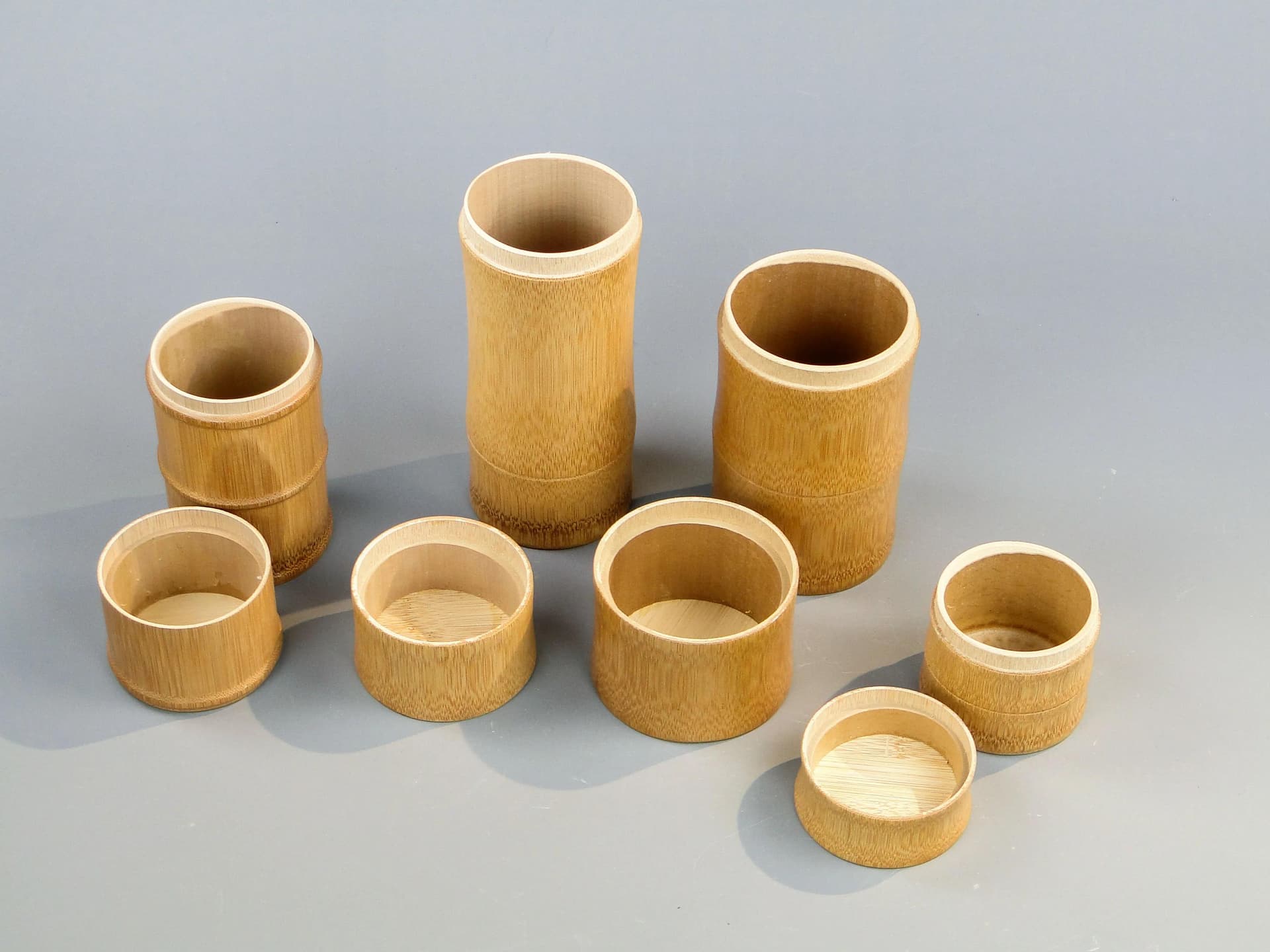 Zestaw czterech pojemników, bambus brązowy jasny, Polska, XXI w. - 9111