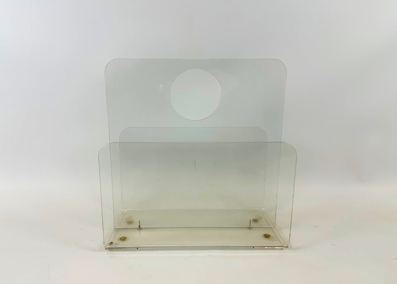 Stojak na czasopisma, transparentny, akryl, Niemcy, lata 70. - 152855