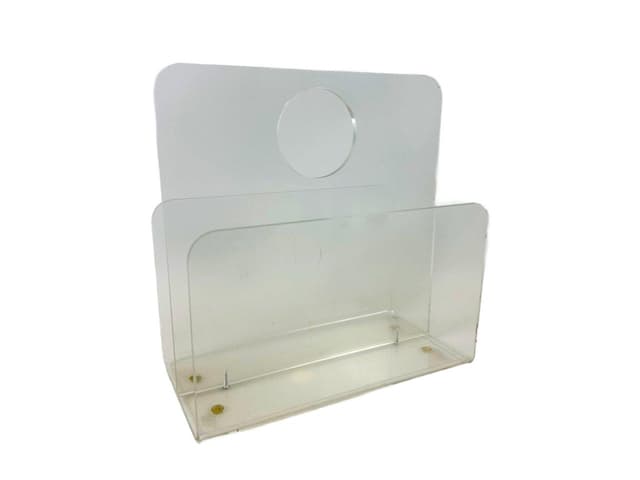 Stojak na czasopisma, transparentny, akryl, Niemcy, lata 70. - WYMIARY