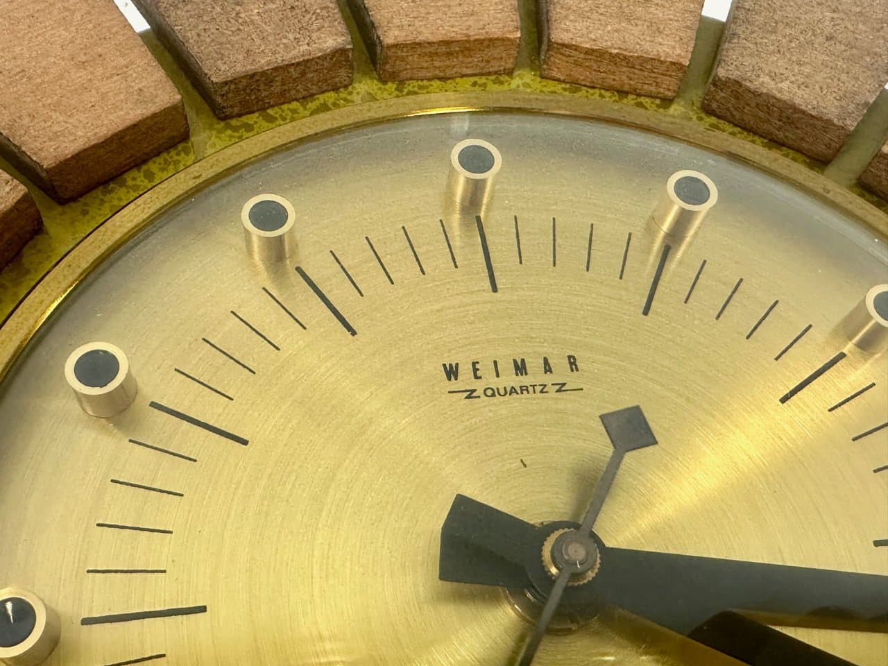 Zegar ścienny, brązowy, teak mosiądz, Niemcy, lata 60. - 152859