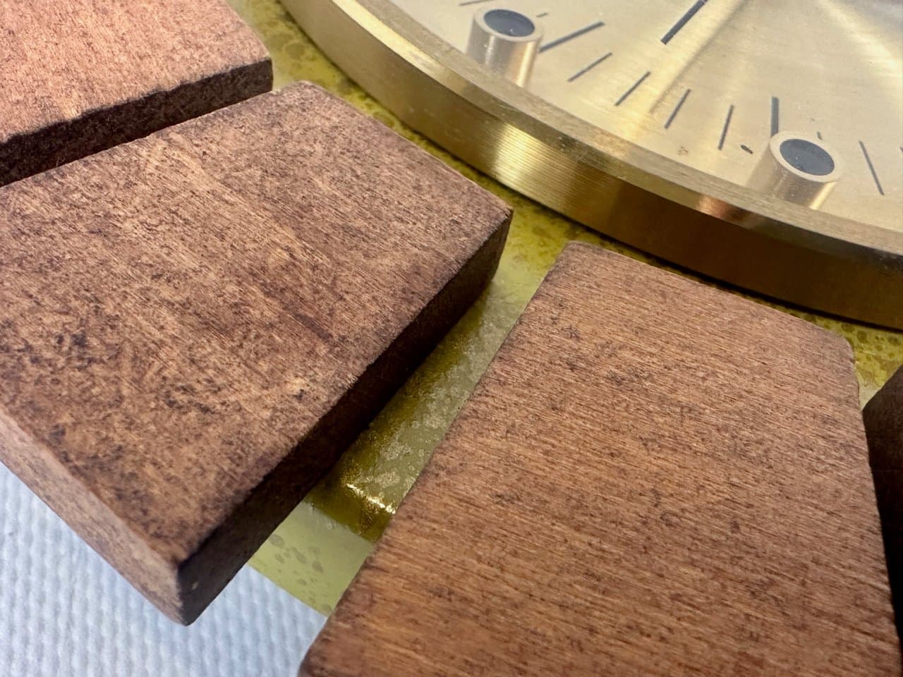 Zegar ścienny, brązowy, teak mosiądz, Niemcy, lata 60. - 152861