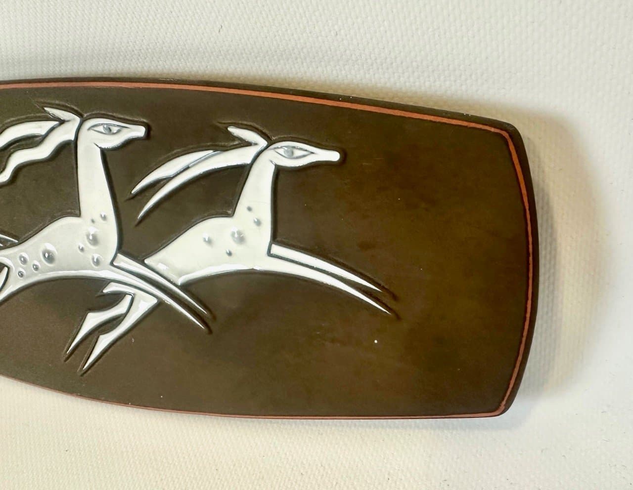 Wall plate, dark brown ceramic, by P. Labuzek Baro, Denmark, 1960s - 152946