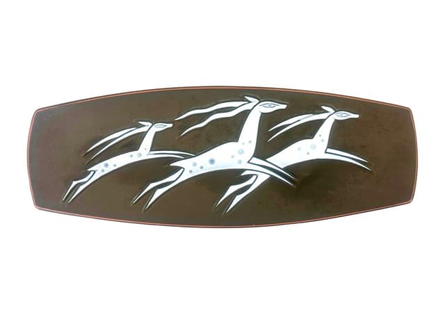 Wall plate, dark brown ceramic, by P. Labuzek Baro, Denmark, 1960s - DIMENSION