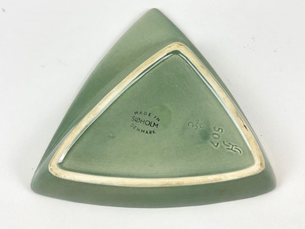 Plate, olive ceramic, by S. A. Holm Sørensen, Denmark, 1960s. - 152976