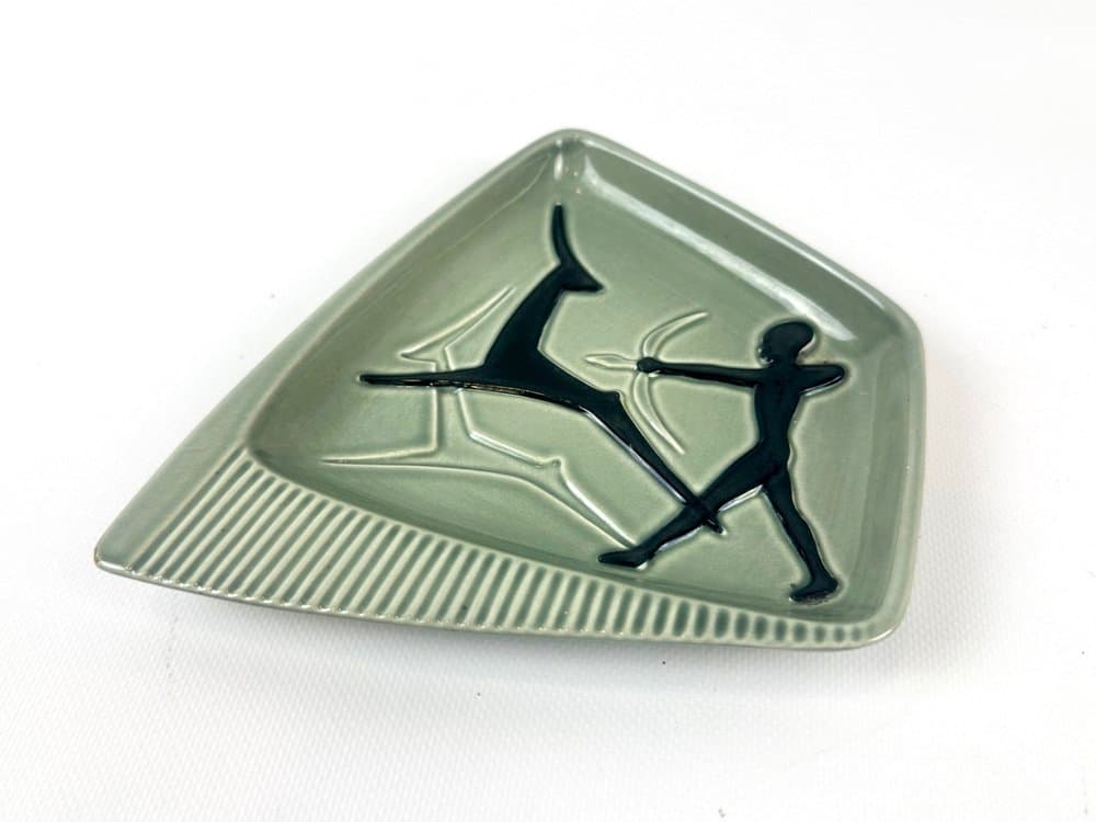 Plate, olive ceramic, by S. A. Holm Sørensen, Denmark, 1960s - 152980