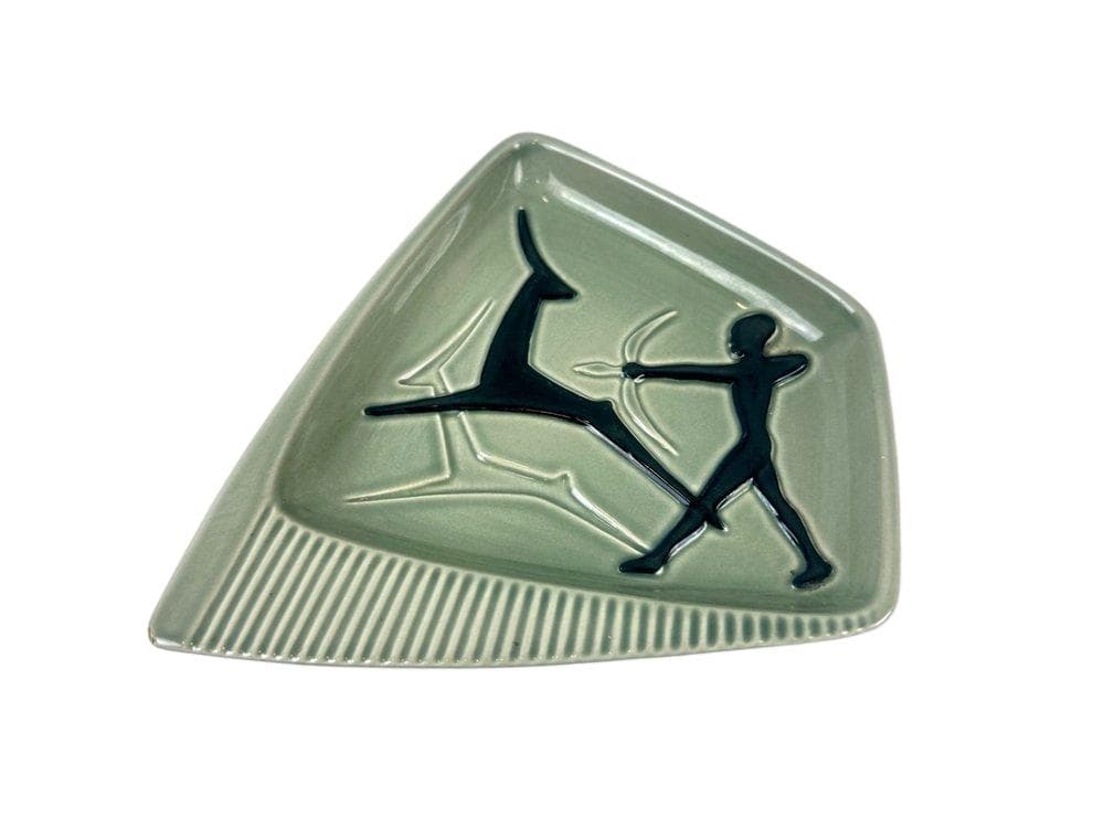 Plate, olive ceramic, by S. A. Holm Sørensen, Denmark, 1960s
