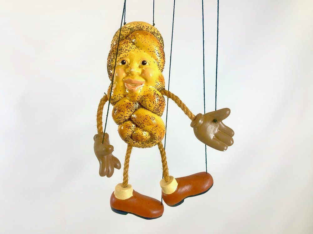 Marionette figurine, multicolor wood, Germany, 1970s. - 152984