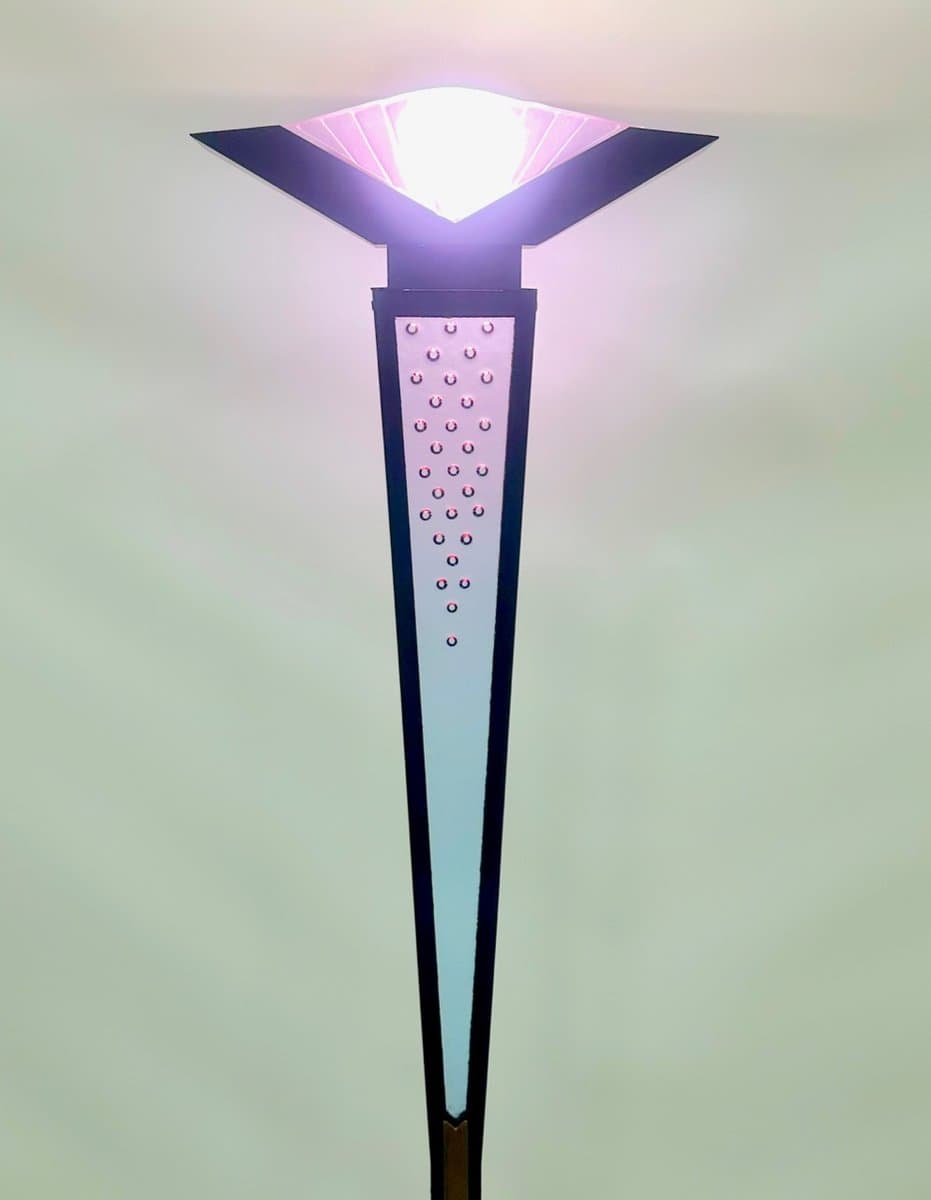 Lampa podłogowa, Murano, czarny, mosiądz, szkło, Włochy, lata 80. - 153008