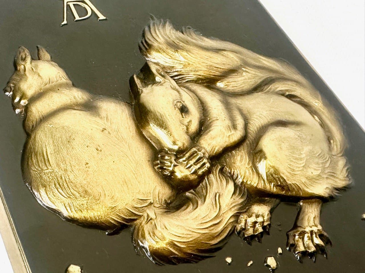 Wall Plaque Squirrels, golden, bronze, Germany, 1970s - 153027