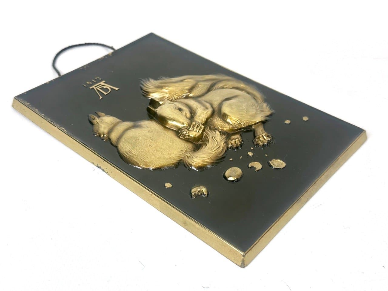 Wall Plaque Squirrels, golden, bronze, Germany, 1970s - 153023