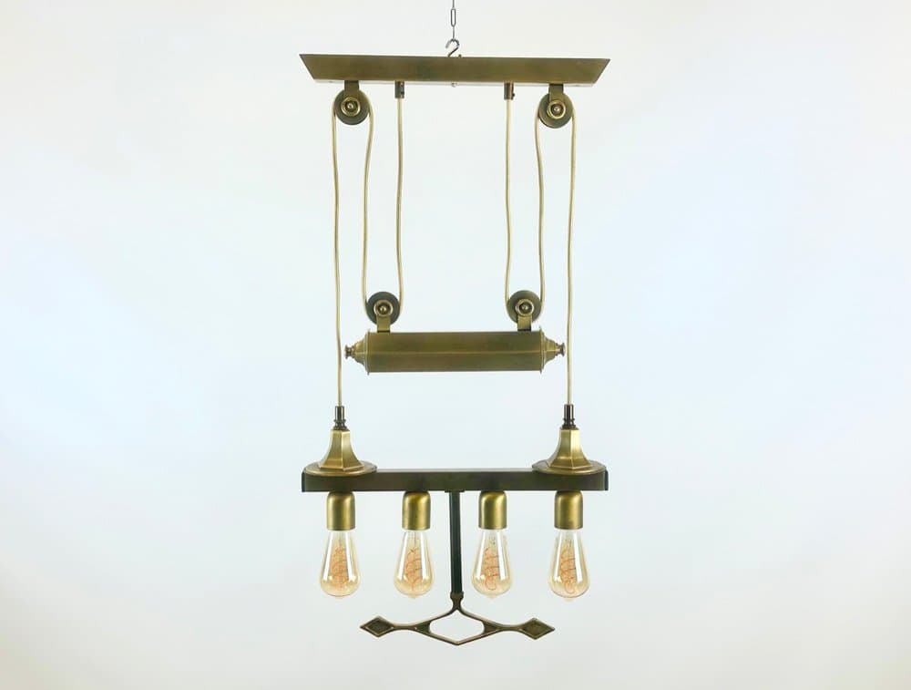 Lampa wisząca Art déco, złoty, mosiądz, lata 30. - 153039