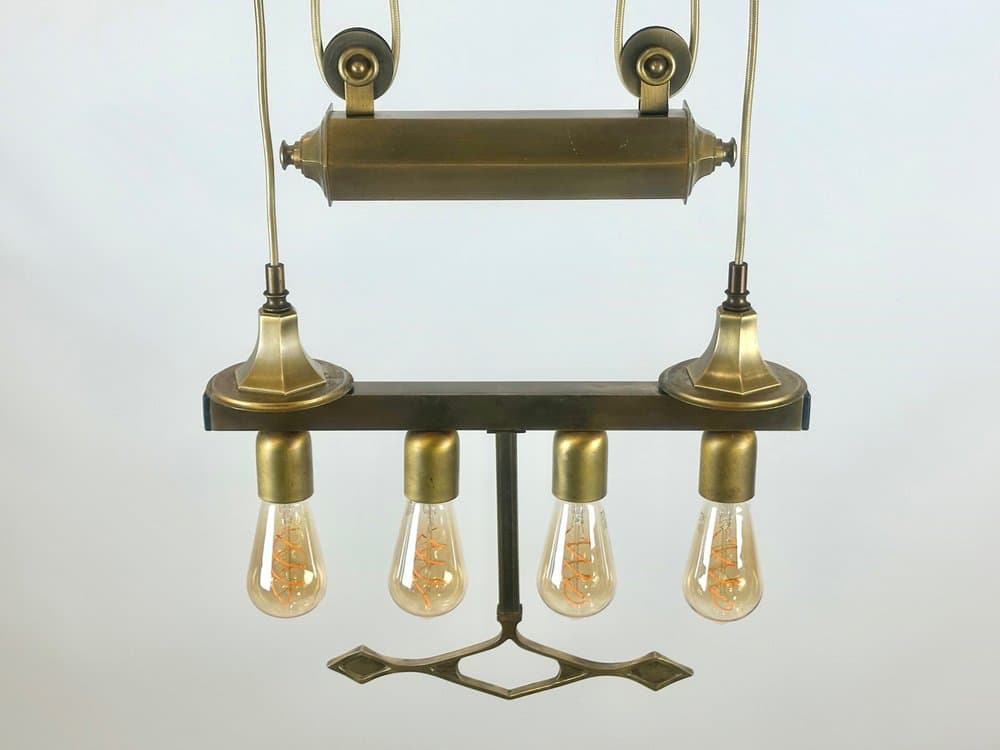 Lampa wisząca Art déco, złoty, mosiądz, lata 30. - 153038