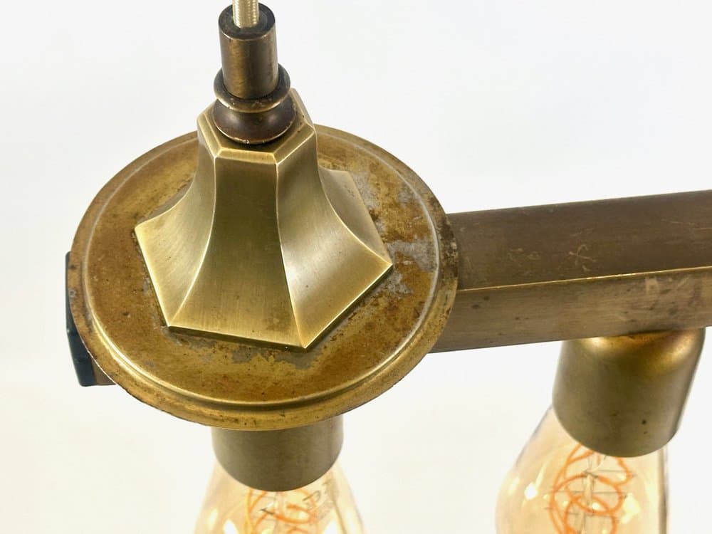 Lampa wisząca Art déco, złoty, mosiądz, lata 30. - 153047