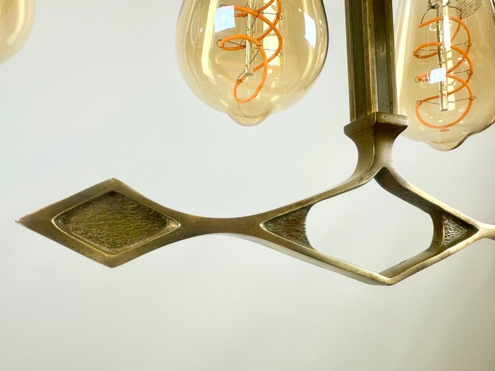 Lampa wisząca Art déco, złoty, mosiądz, lata 30. - 153035