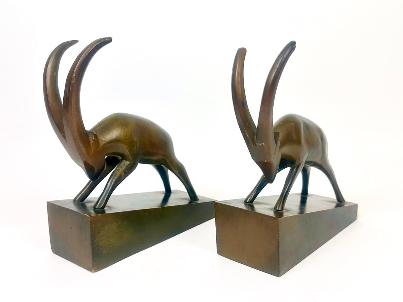 Para podstawek na książki Art déco, brązowy ciemny, buk, Rhön Kunst, Niemcy, lata 30. - 153060