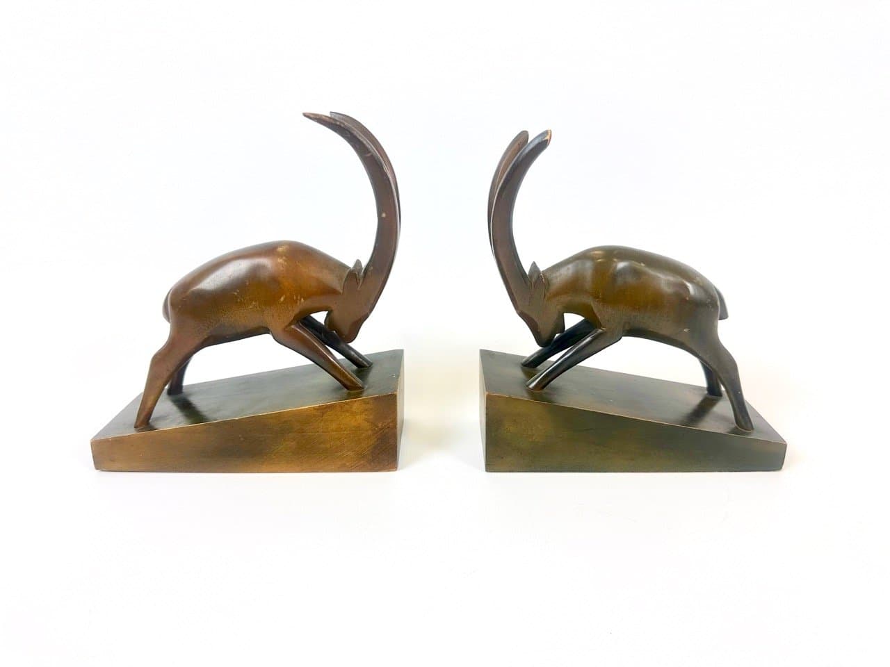 Para podstawek na książki Art déco, brązowy ciemny, buk, Rhön Kunst, Niemcy, lata 30. - 153055