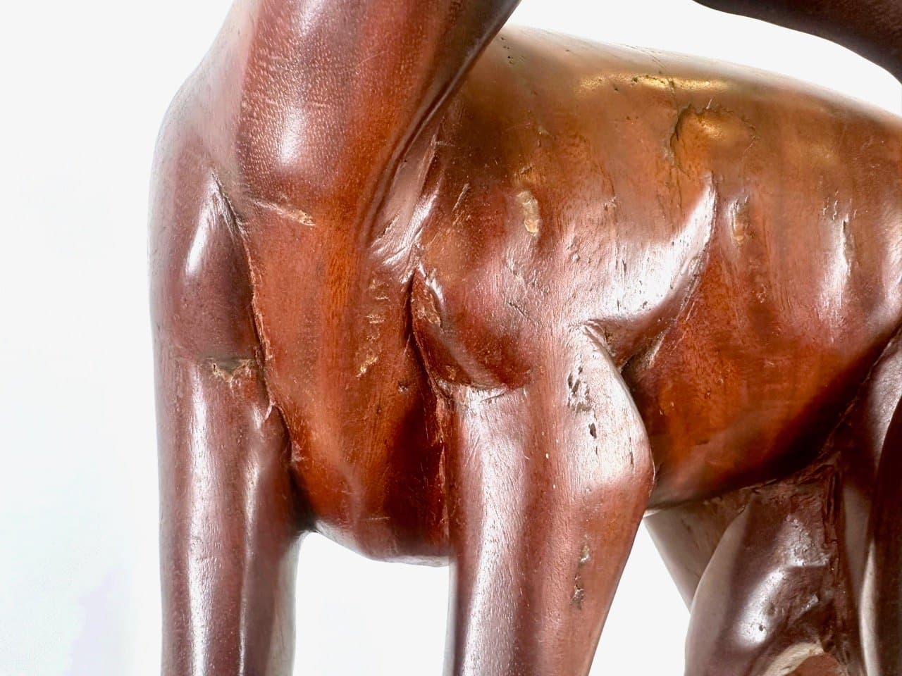 Rzeźba podłogowa antylopa, mahoniowy brąz, mahoń, Kenia, lata 60. - 153073