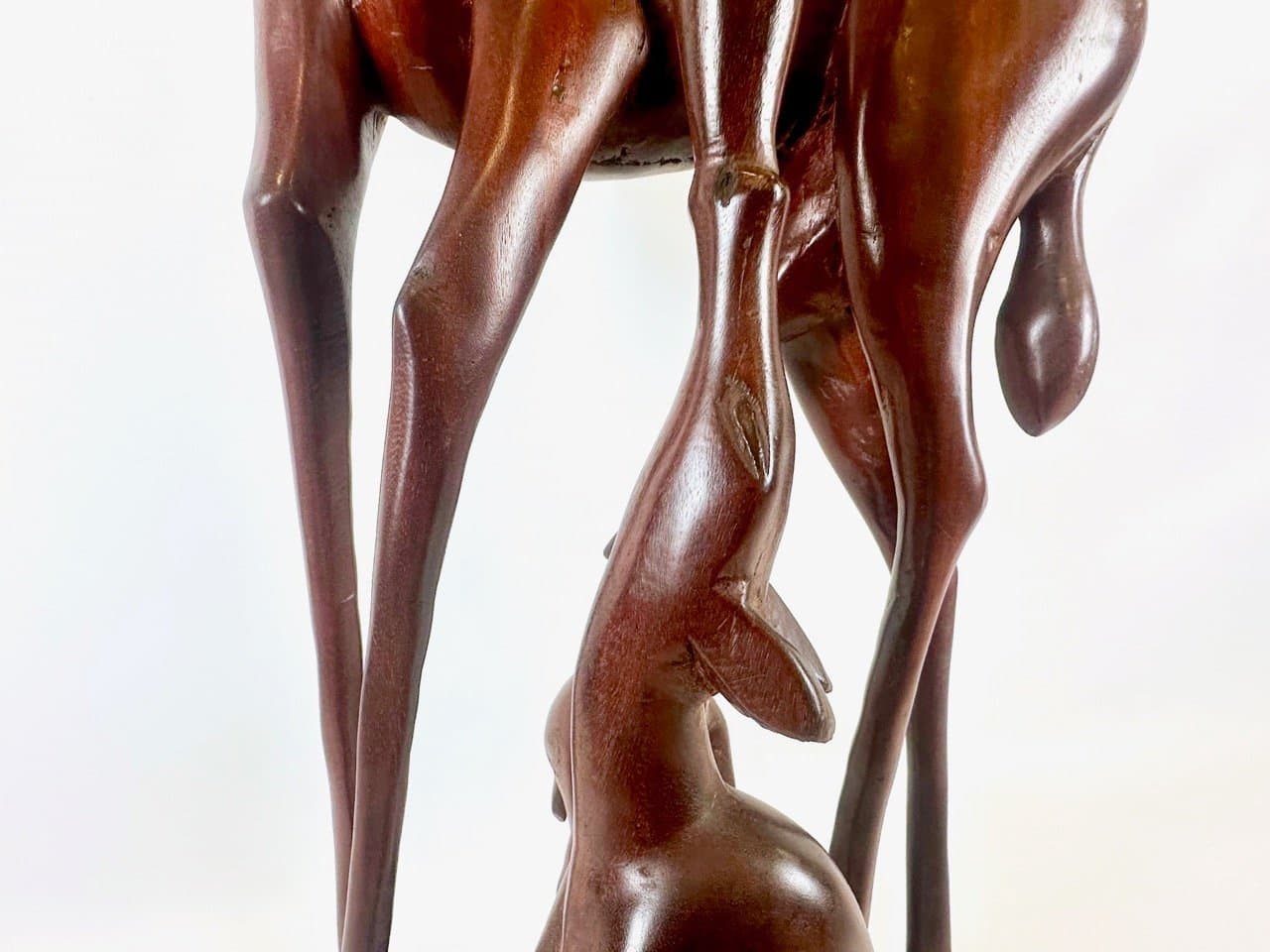 Rzeźba podłogowa antylopa, mahoniowy brąz, mahoń, Kenia, lata 60. - 153074