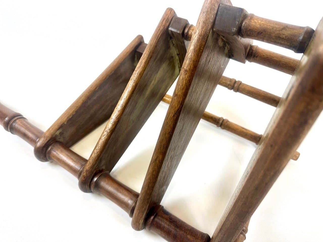 Drabinka biblioteczna, Victorian, mahoniowy, skóra oliwkowa, mosiądz, Wielka Brytania, XIX w. - 153093