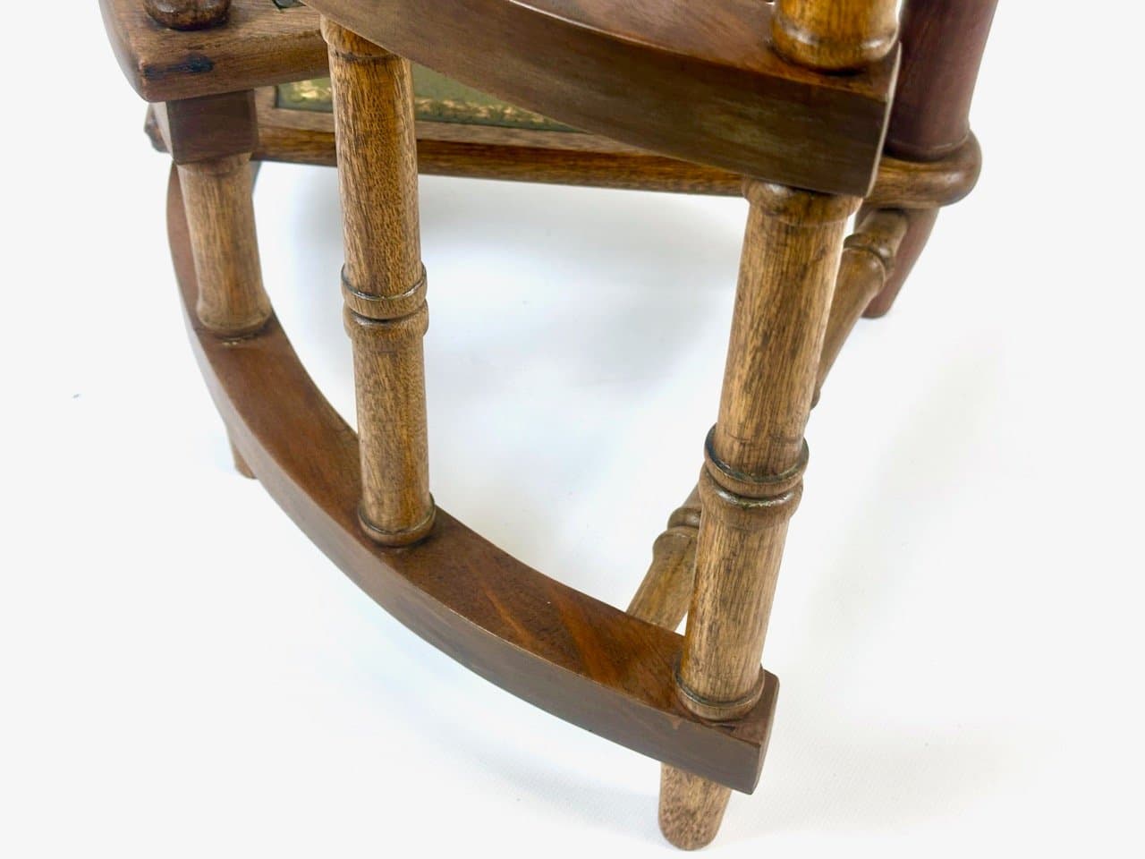 Drabinka biblioteczna, Victorian, mahoniowy, skóra oliwkowa, mosiądz, Wielka Brytania, XIX w. - 153094