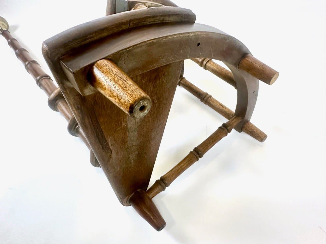 Drabinka biblioteczna, Victorian, mahoniowy, skóra oliwkowa, mosiądz, Wielka Brytania, XIX w. - 153092