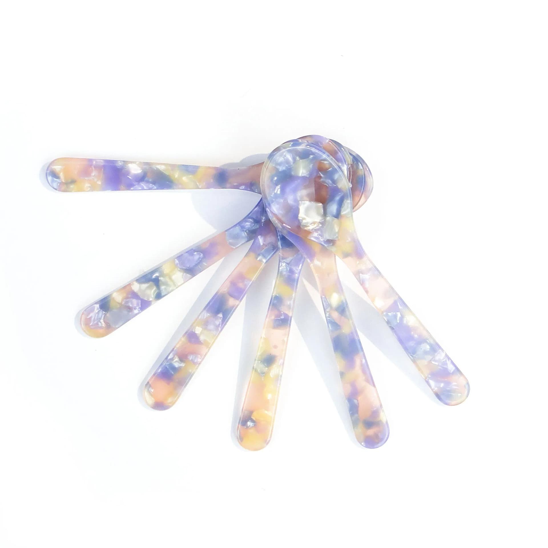 Set of Six Caviar Spoons, multicolor Bakelite, mid-century modern, second half of 20th c. - 9082