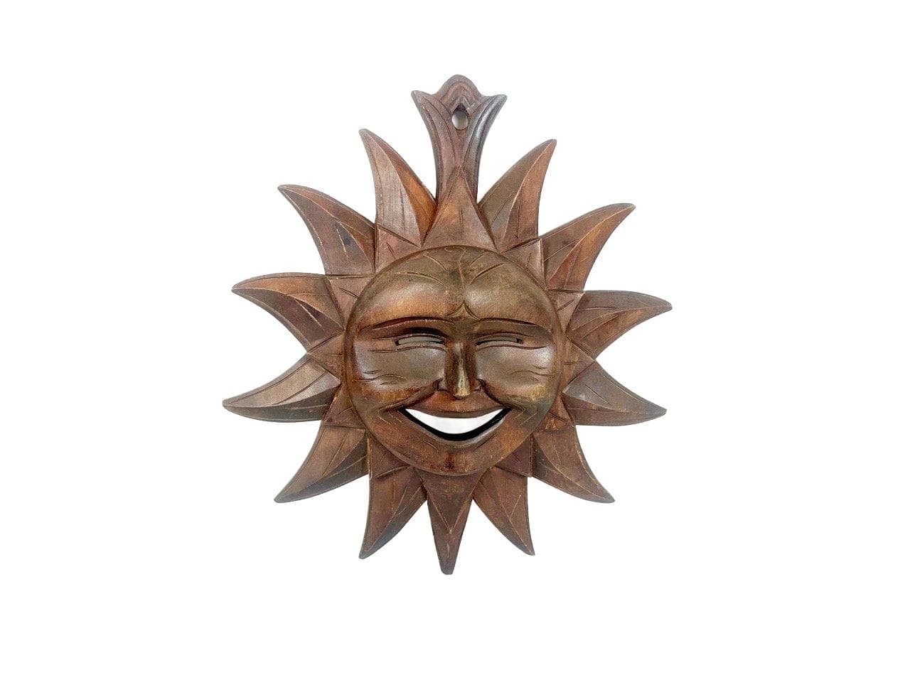 Rzeźba ścienna Słońce, brązowy, orzech, Folk Art, przed 1890