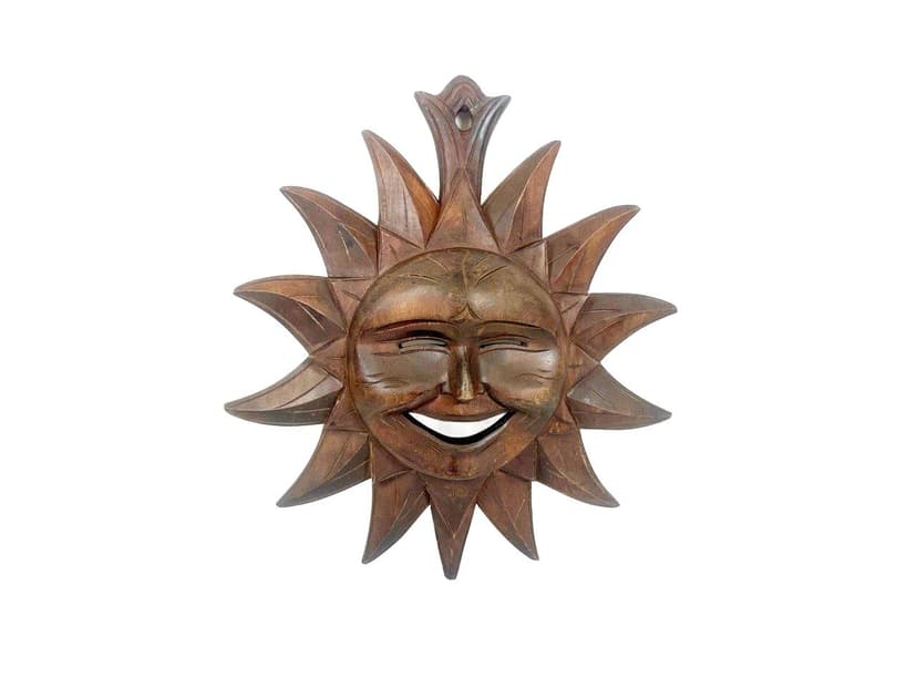 Rzeźba ścienna Słońce, brązowy, orzech, Folk Art, przed 1890