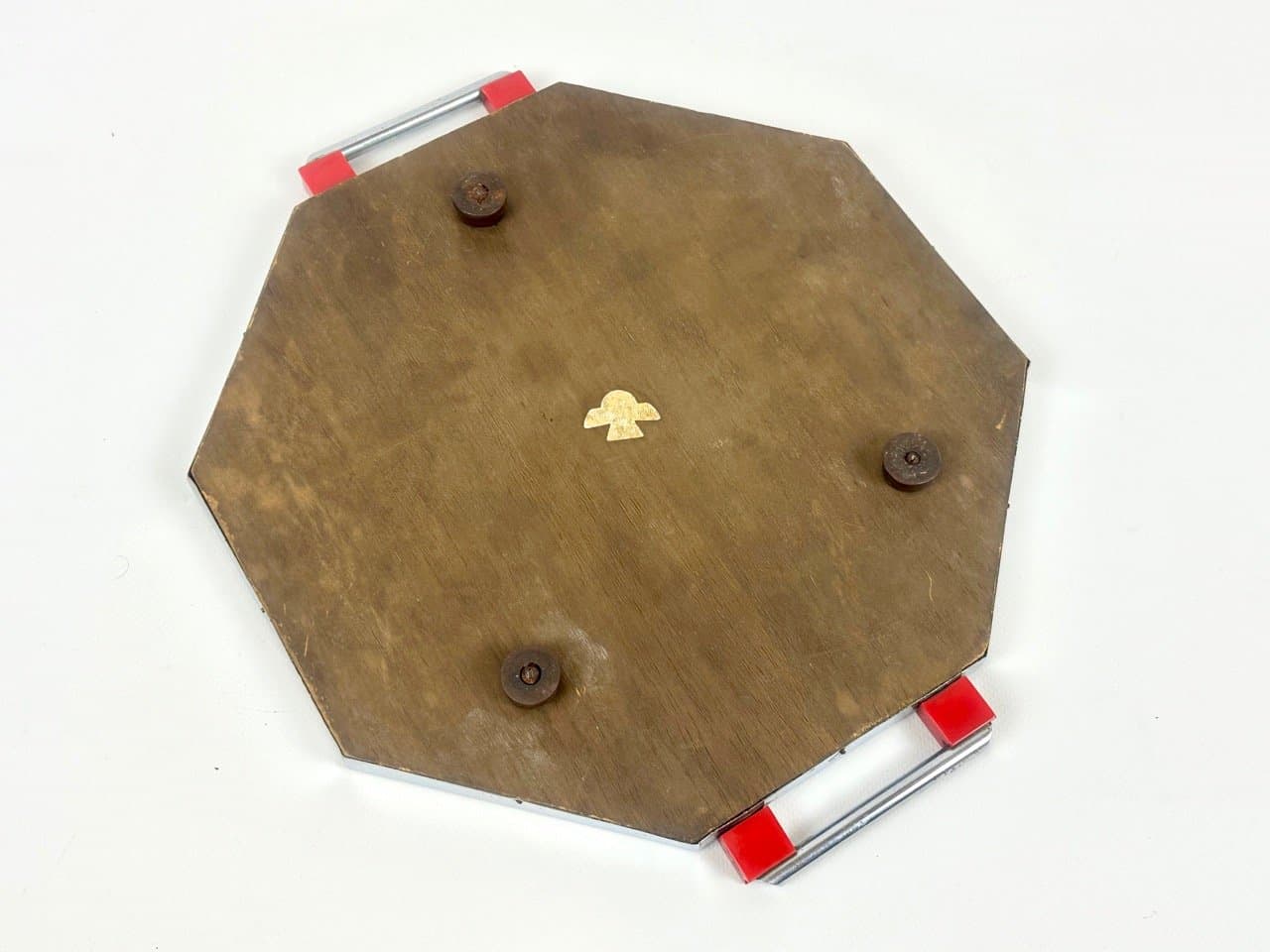 Tray Art Deco, red, glass, chrome steel, Czech Republic, 1930s. - 153275