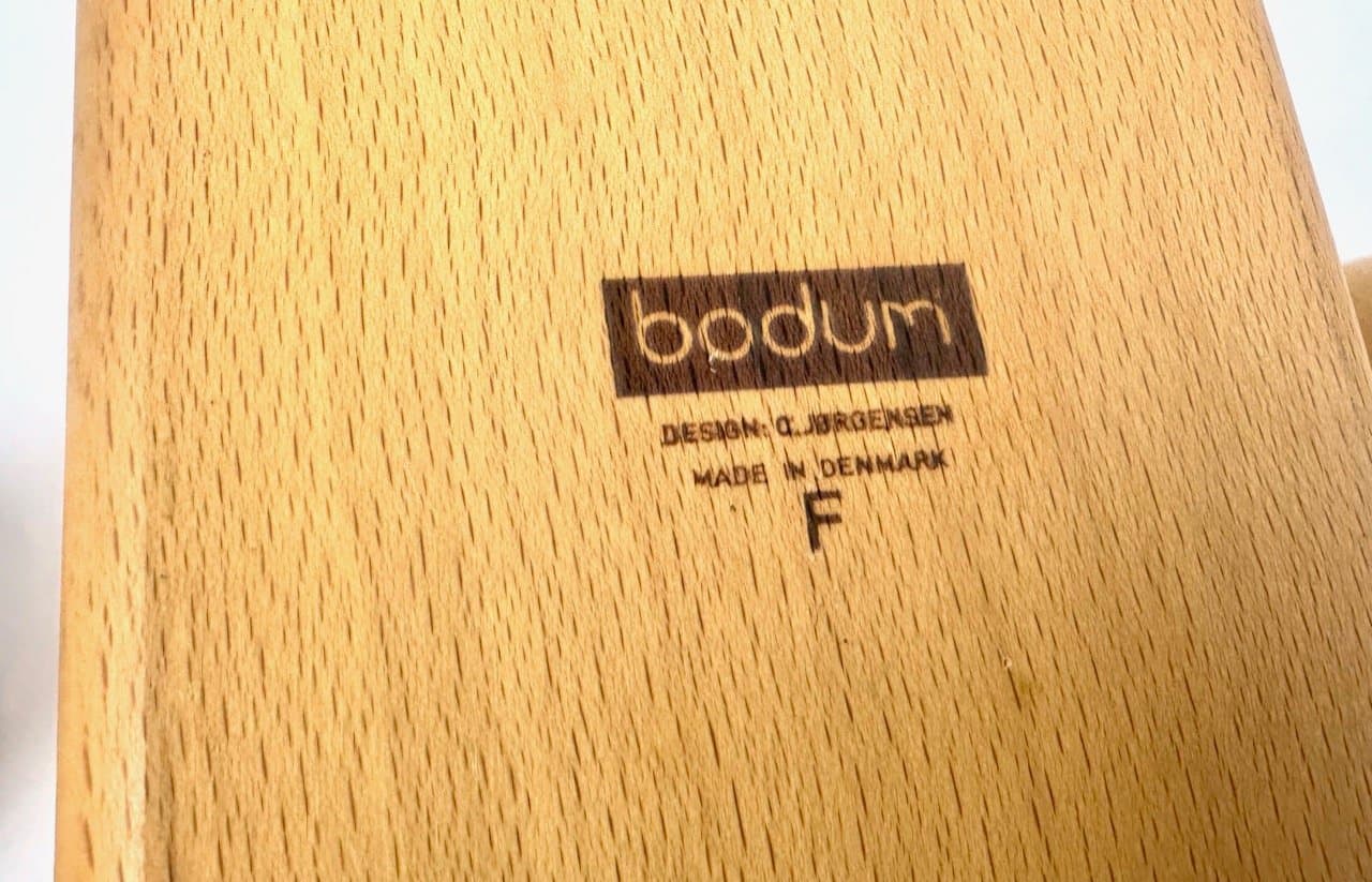 Zestaw młynków Ball Boy, brązowy jasny buk, metal czarny, proj. R. Nissen, C. Jørgensen, Dania, lata 80. - 153287