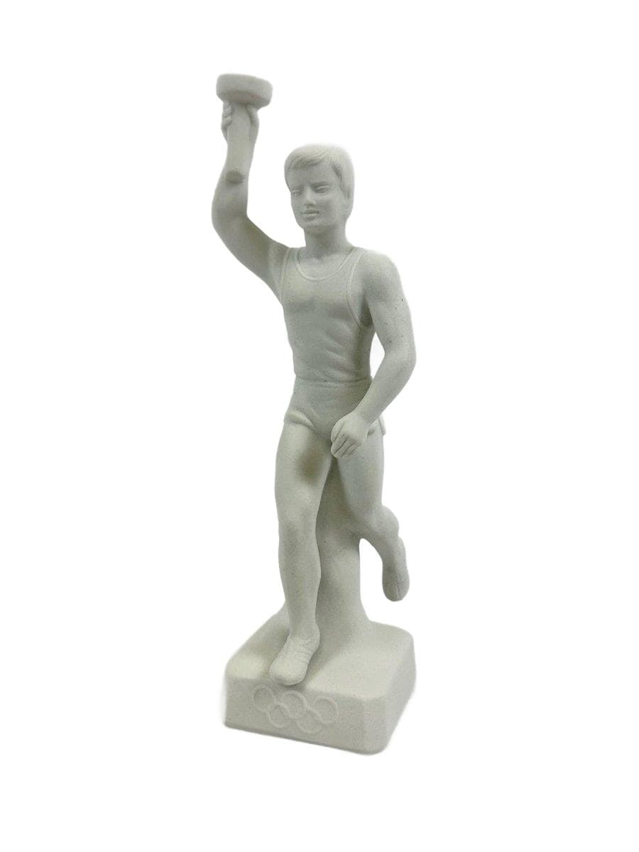 Figurka Biegacza z Pochodnią, Art Deco Berlin Olympic Games, porcelana biała biskwitowa, Niemcy, lata 30.