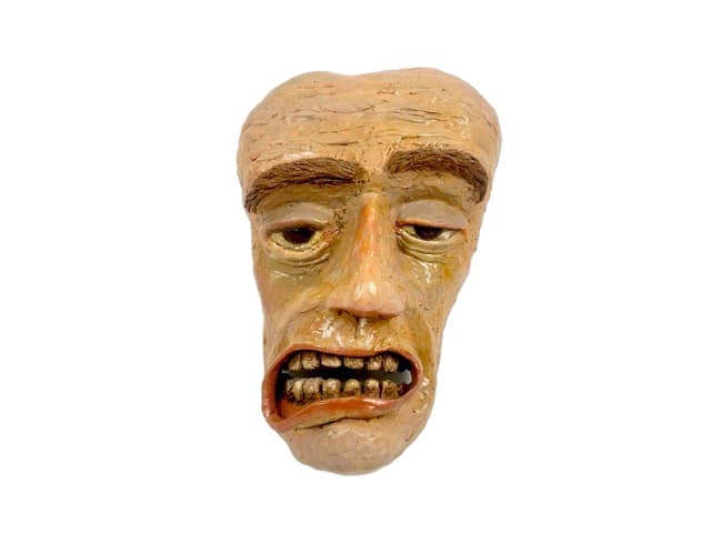 Maska artystyczna, beżowy, żywica, Czechy, lata 70. - WYMIARY