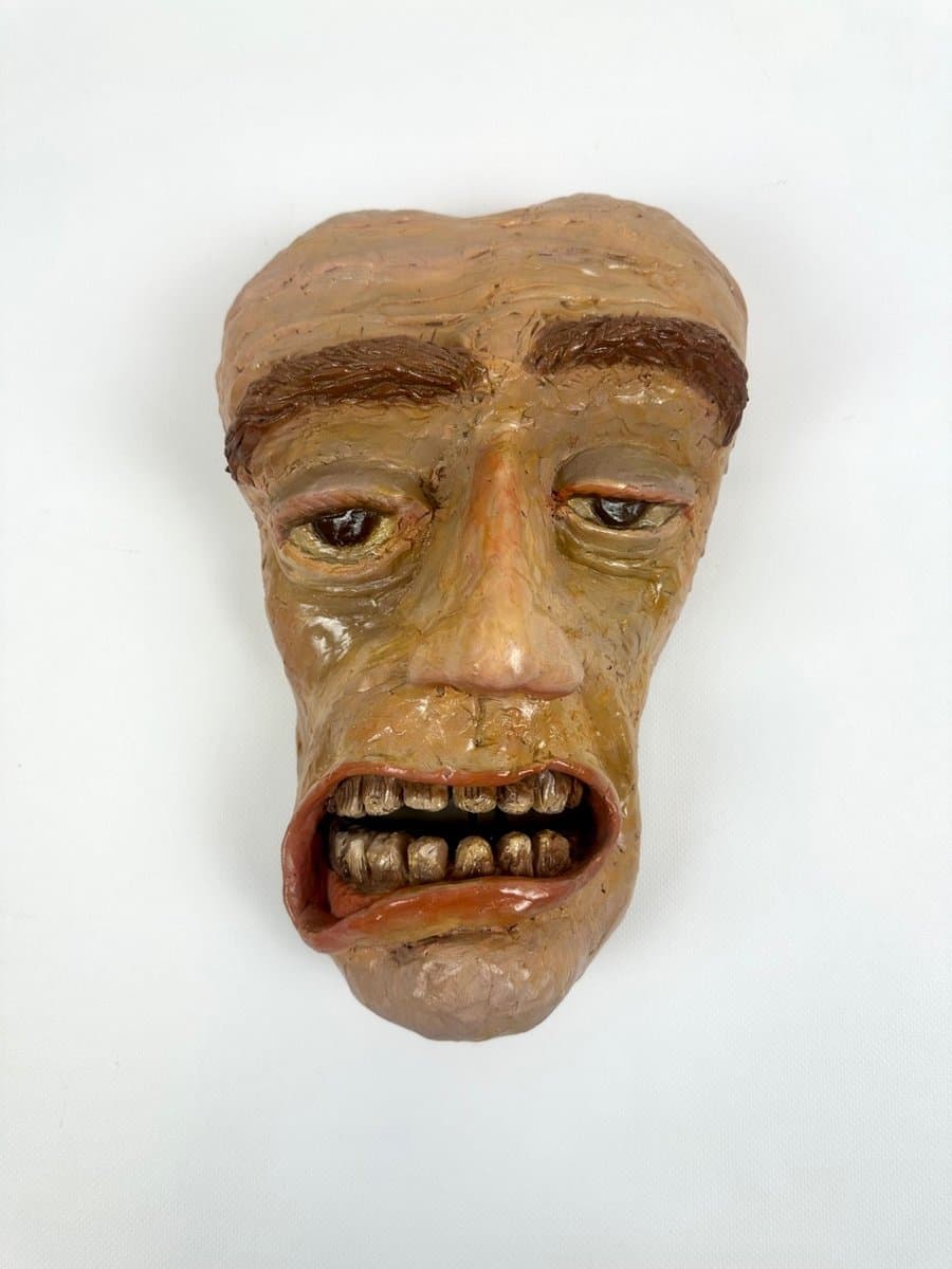 Maska artystyczna, beżowy, żywica, Czechy, lata 70. - 153470