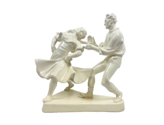 Figurka tańczącej pary, kość słoniowa, porcelana, proj. E. Hlavica, Czechy, lata 50. - WYMIARY