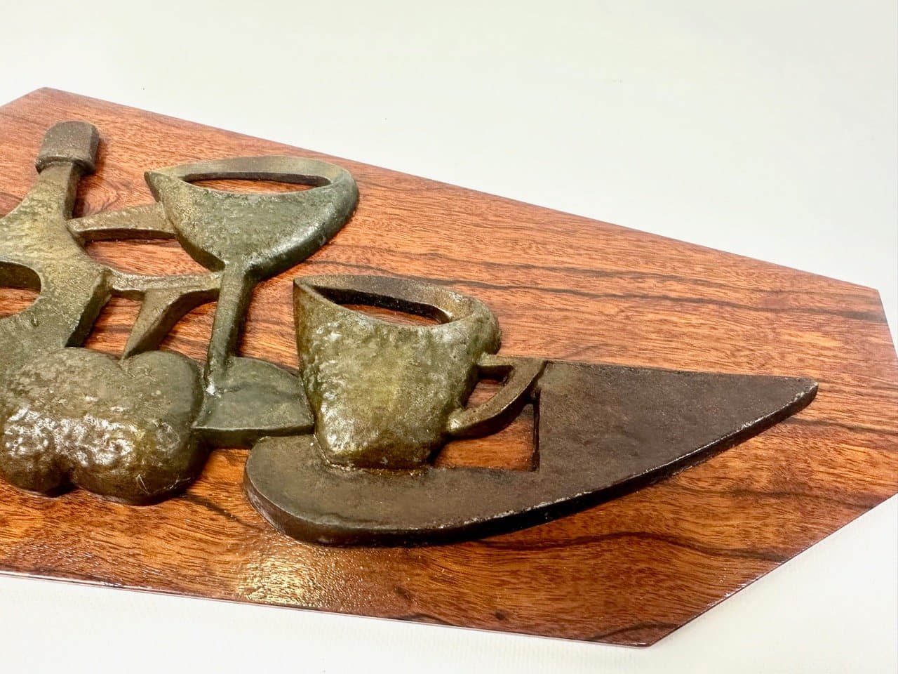 Wall relief, dark walnut, aluminium, Czechoslovakia, 1950s - 153499