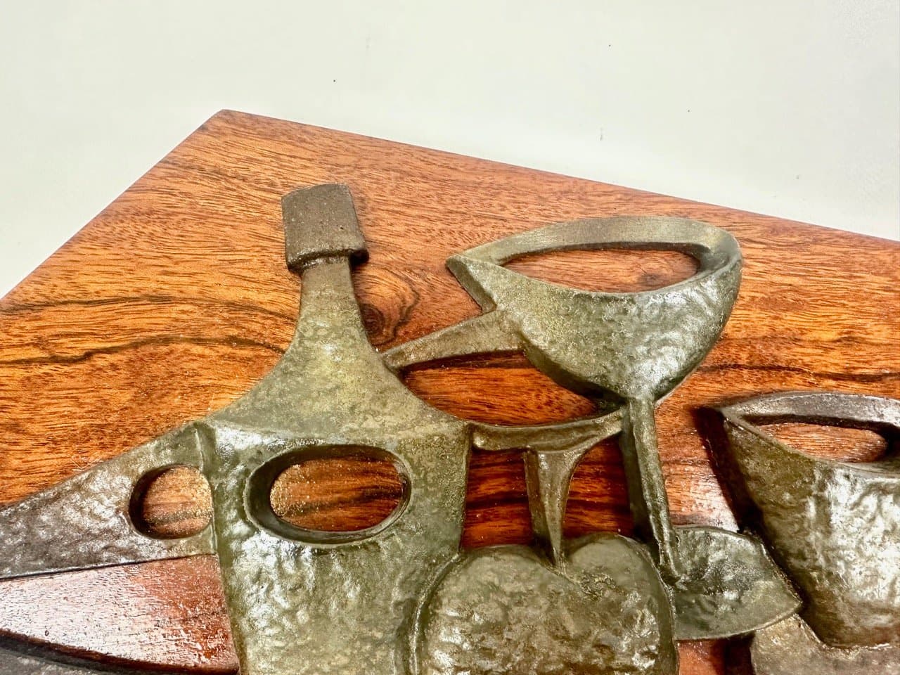 Wall relief, dark walnut, aluminium, Czechoslovakia, 1950s - 153498