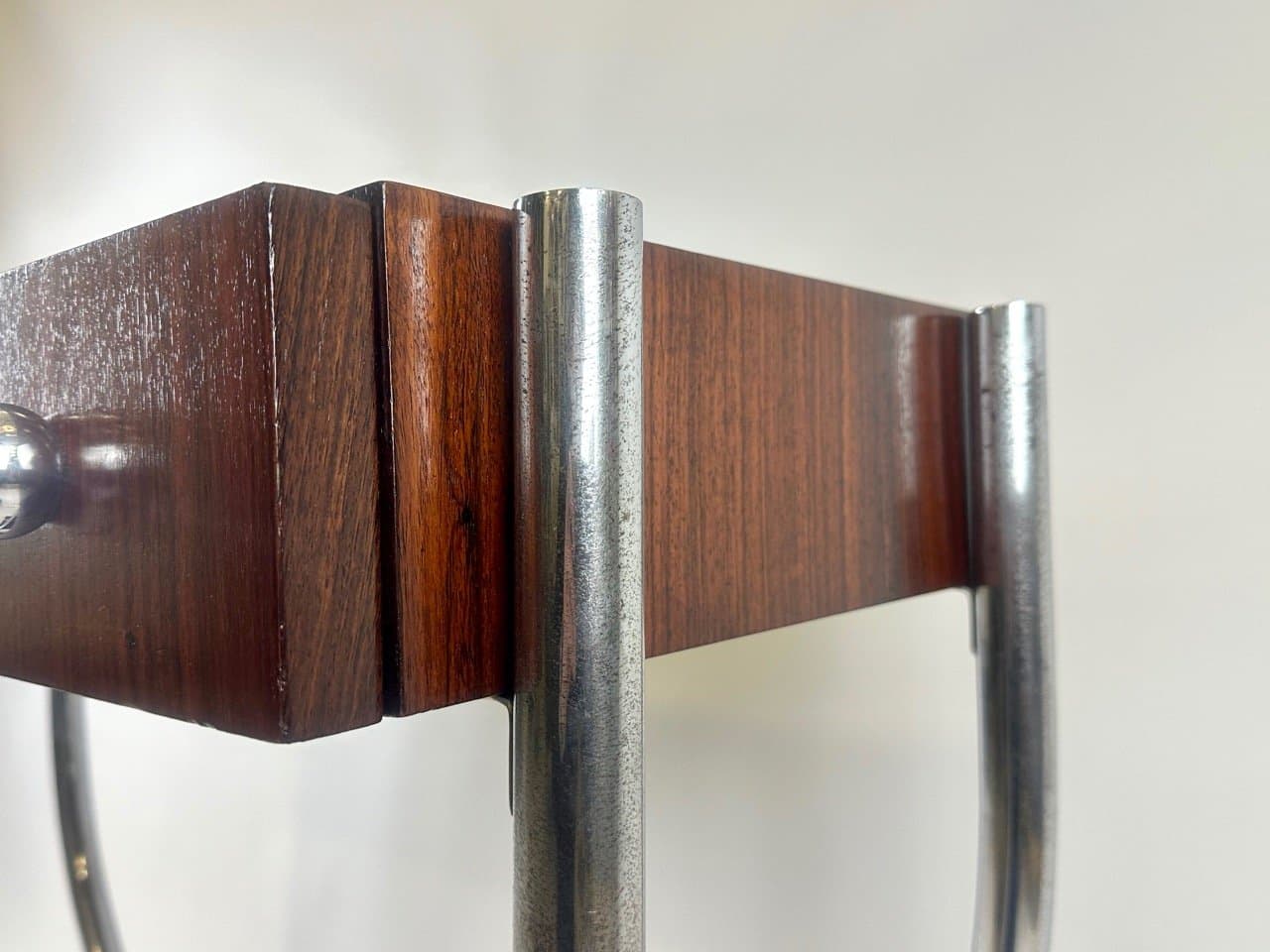 Konsola Art déco, brąz ciemny, mahoń orzech, metal chromowany, lata 30. - 153625