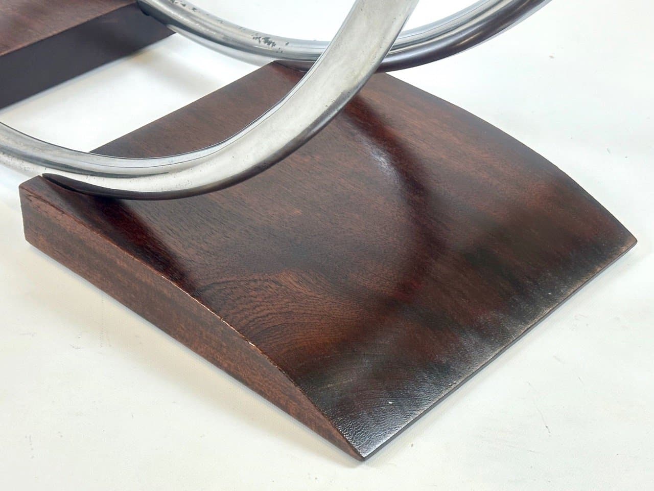 Konsola Art déco, brąz ciemny, mahoń orzech, metal chromowany, lata 30. - 153618