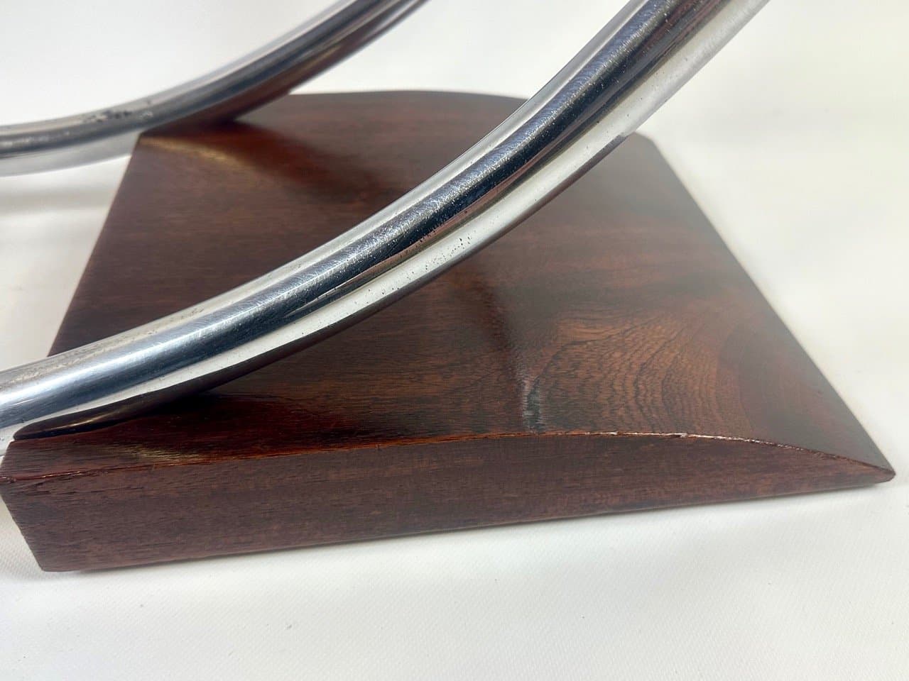 Konsola Art déco, brąz ciemny, mahoń orzech, metal chromowany, lata 30. - 153627