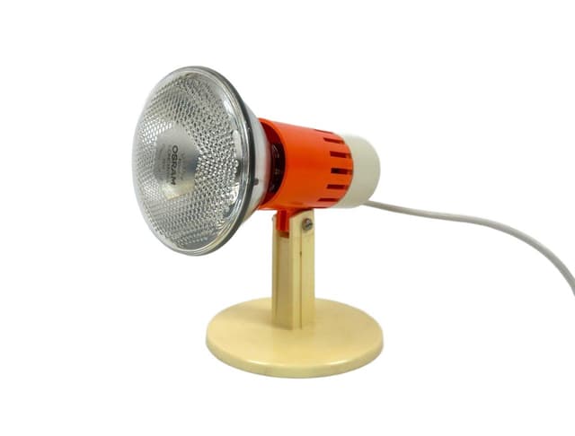 Lampka biurkowa space age, pomarańczowy, plastik, lata 70. - WYMIARY