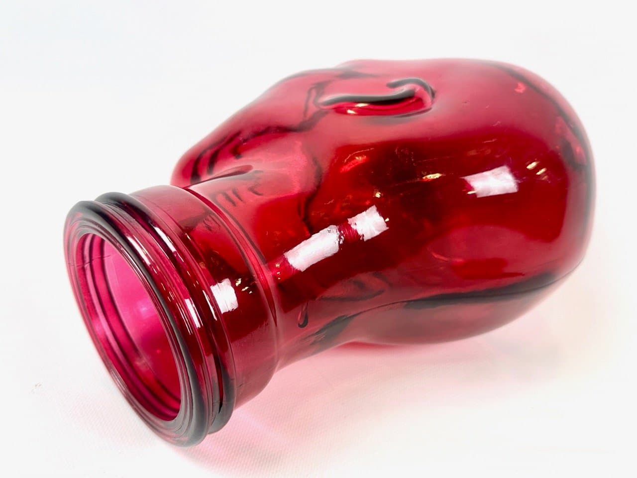 Rzeźba głowa, czerwona, szkło, Niemcy, lata 70. - 153643