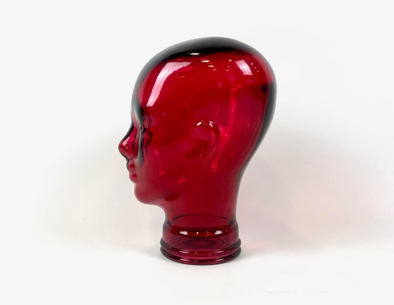 Rzeźba głowa, czerwona, szkło, Niemcy, lata 70. - 153638