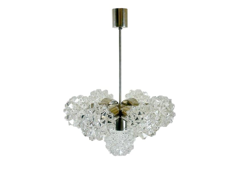 Żyrandol 7-ramienny, Kamenický Šenov, kryształ srebrny, Czechy, lata 70.