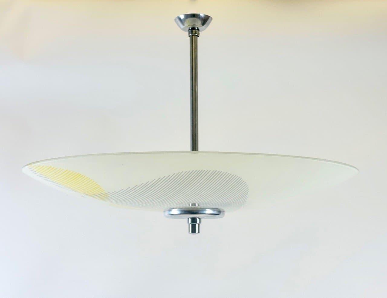 Lampa wisząca Umbrella, ivory white, aluminium, szkło, Napako, Czechy, lata 60. - 153833