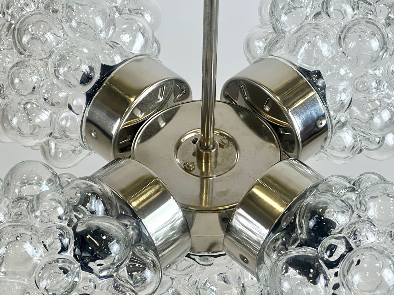 Żyrandol Raspberry, kryształ przezroczysty, metal srebrny, Kamenický Šenov, Czechy, lata 60. - 153880