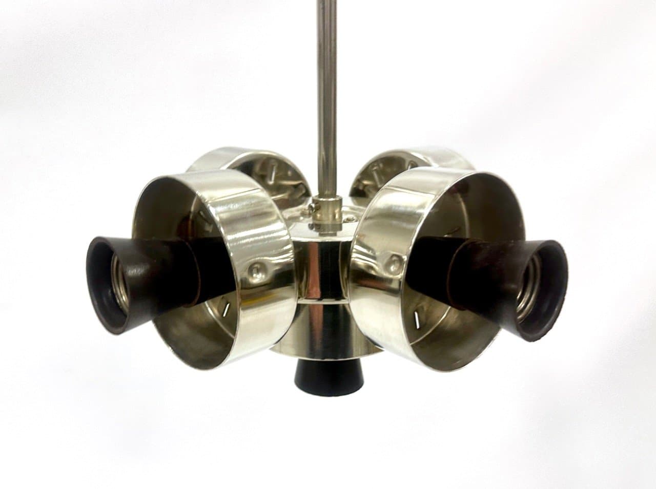 Żyrandol Raspberry, kryształ przezroczysty, metal srebrny, Kamenický Šenov, Czechy, lata 60. - 153882