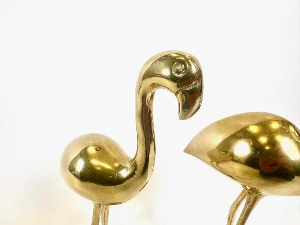 Pair of flamingo figurines, gold brass, Germany, 1960s. - 153920